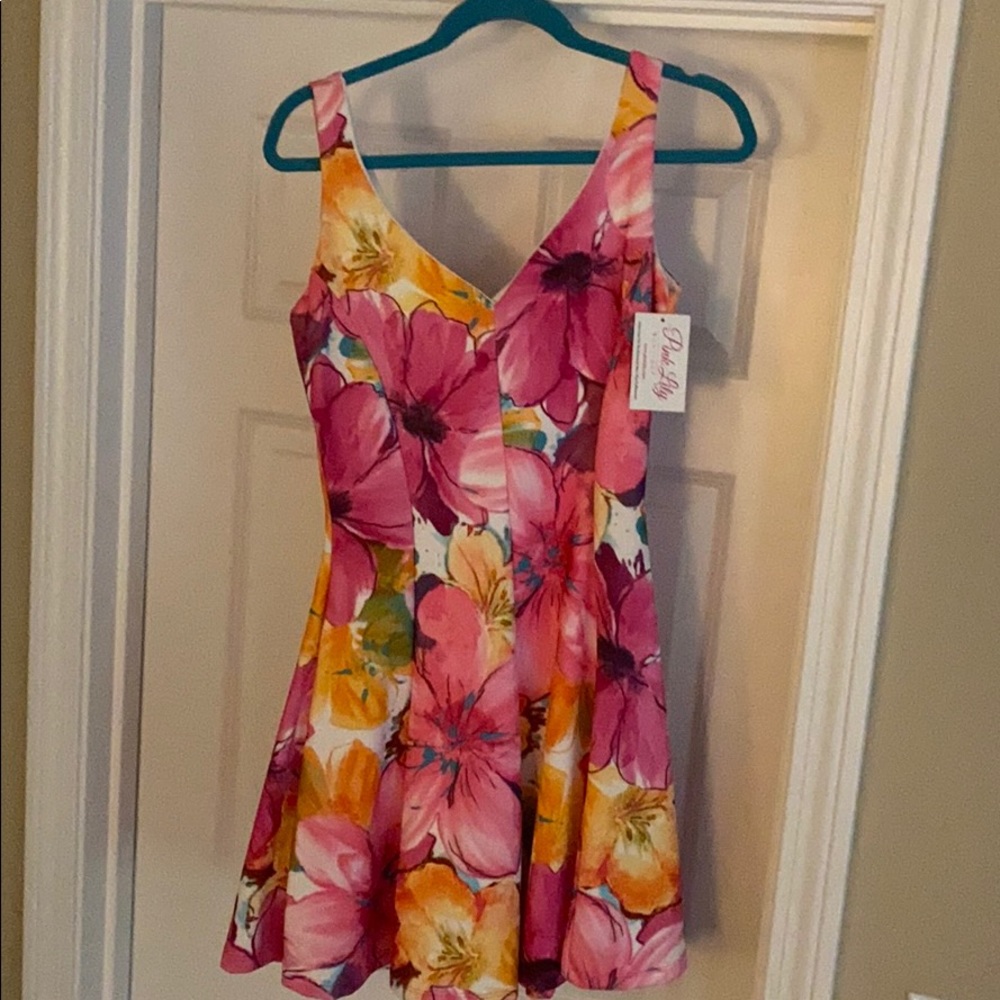 Pink lily floral dress